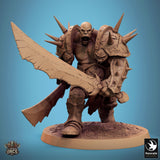 Brutal Orc Tabletop Miniatures by Qumi, 3D printed resin tabletop miniature for RPGs, wargaming and painting