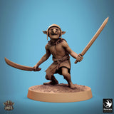 Humanoid Goblin Tabletop Miniatures by Qumi, 3D printed resin tabletop miniature for RPGs, wargaming and painting