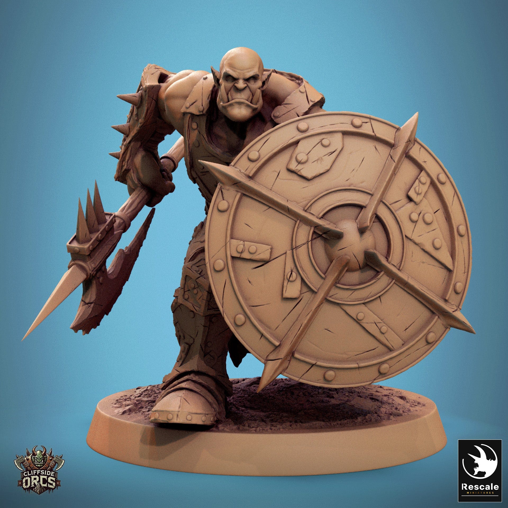 Tabletop RPG Miniature Infantry Orc - 32mm Qumi Rescale Miniatures V8 Ready - Spear & Shield Quality Miniatures - Qumi Wargaming Mini Model Figure
