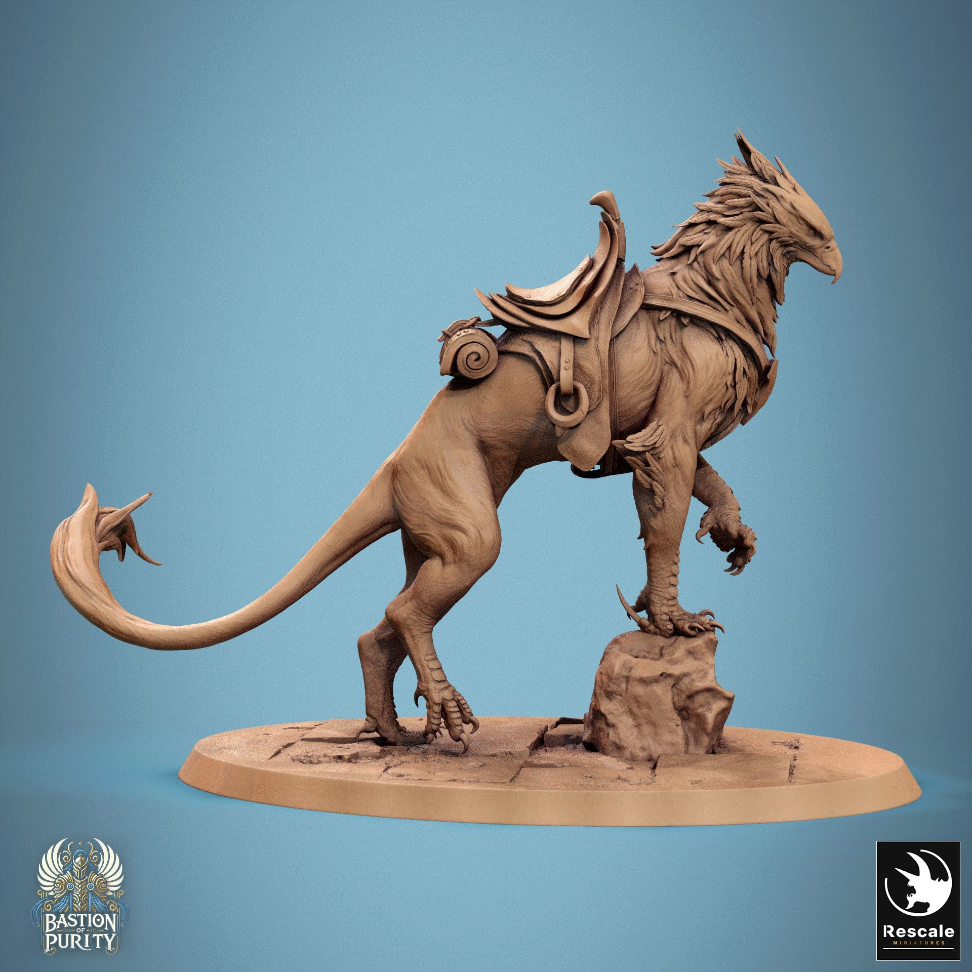 Tabletop RPG Miniature Gryph - 32mm Qumi - Rescale Miniatures V8 Stance B / saddle Quality Miniatures - Qumi Wargaming Mini Model Figure