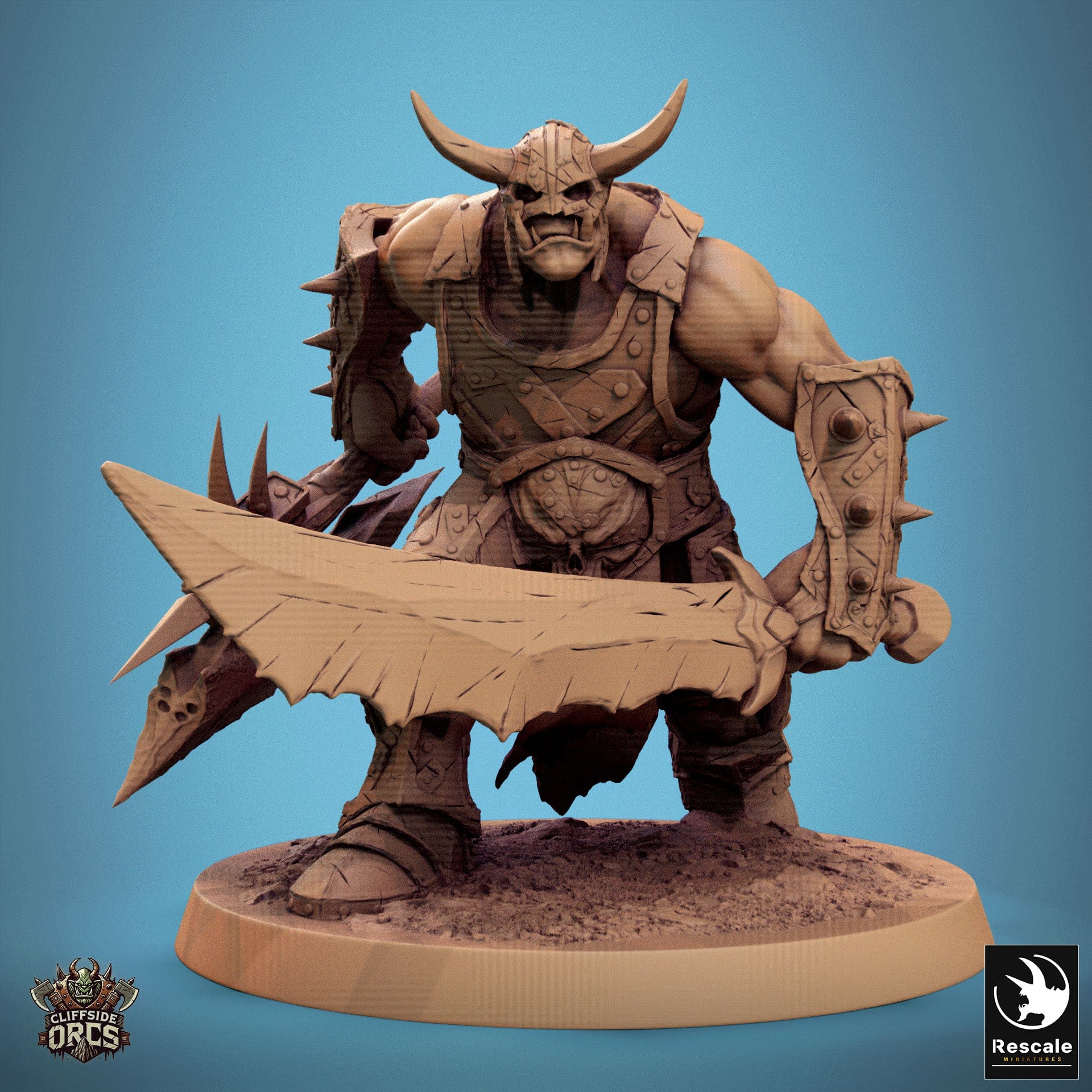 Tabletop RPG Miniature Brutal Orc - 32mm Qumi Rescale Miniatures V9 Brutal Orc Walk - Sword Axe Quality Miniatures - Qumi Wargaming Mini Model Figure