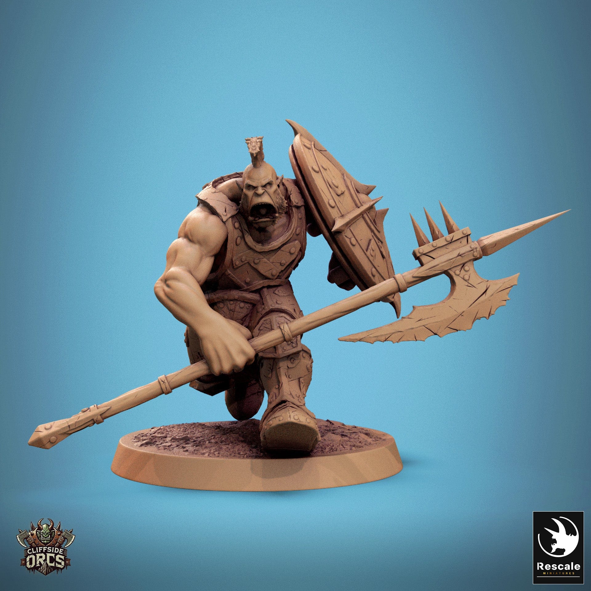 Tabletop RPG Miniature Infantry Orc - 32mm Qumi Rescale Miniatures V9 Run - Spear & Shield Quality Miniatures - Qumi Wargaming Mini Model Figure