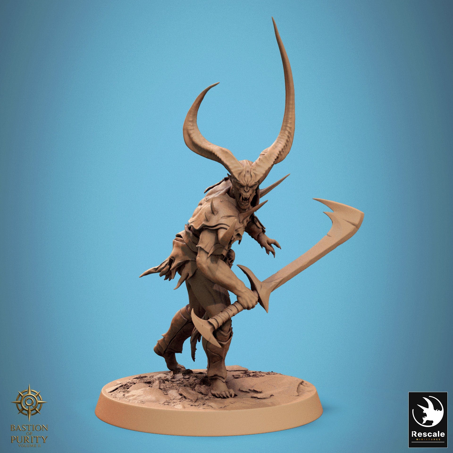 Humanoid Warrior Horned Blade 32mm Rescale Miniatures - Quality Miniatures - Qumi