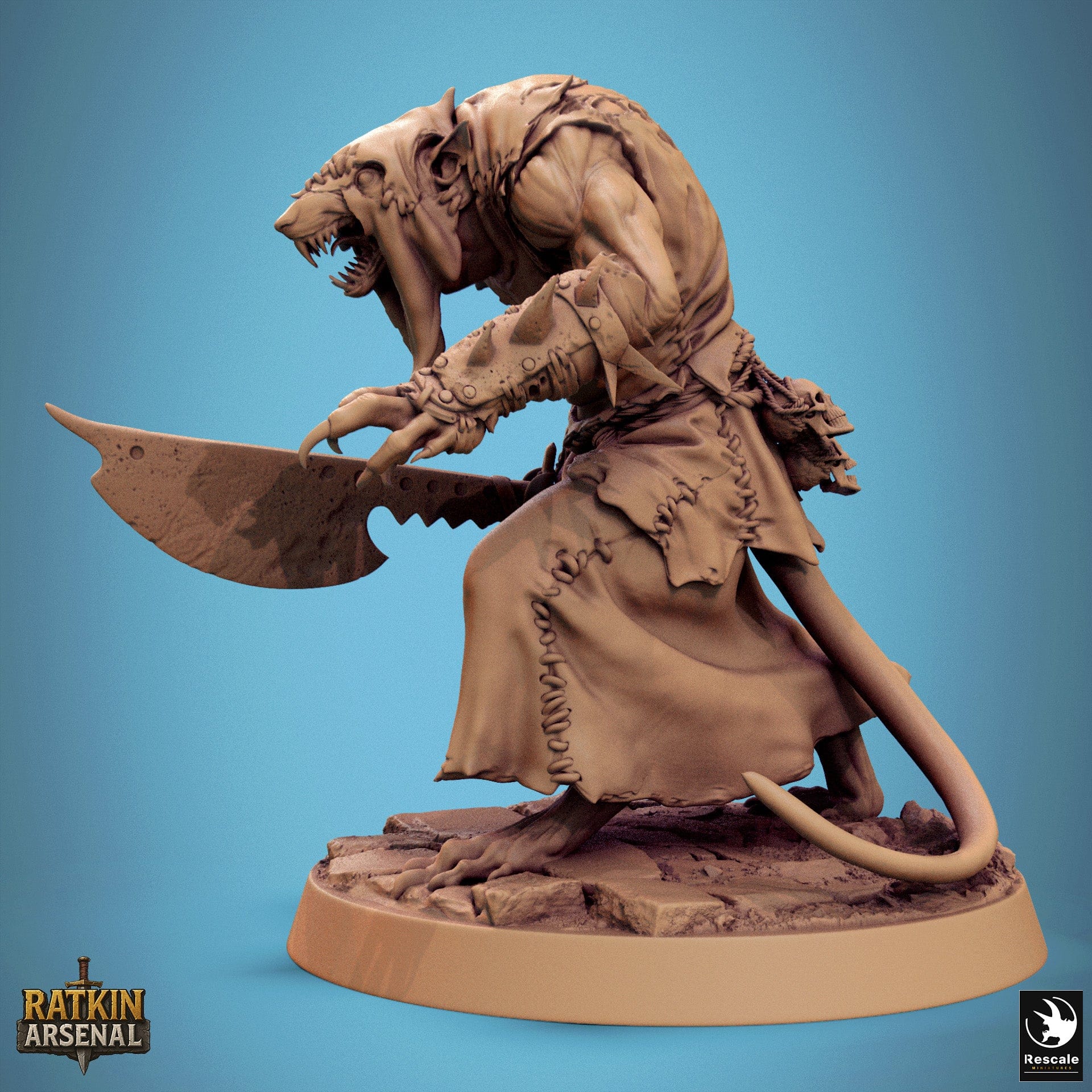 Fantasy Humanoid Rat Folk Soldiers 32mm Rescale Miniatures Walk Hatchet Quality Miniatures - Qumi Wargaming Mini Model Figure