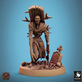 Undead Axe Fighter Tabletop Miniature - Zombies by Qumi, 3D printed resin tabletop miniature for RPGs, wargaming and painting