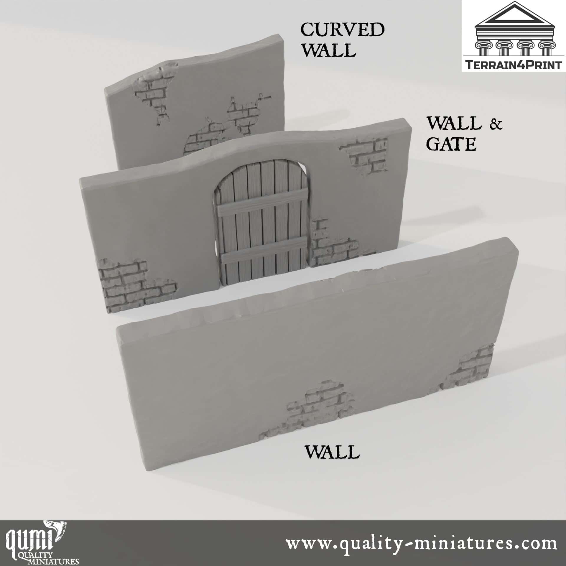 Walls and Gate - Arabic Village - Resin Print - Tabletop RPG Terrain - Terrain4Print - Qumi Quality Miniatures - Qumi Wargaming Mini Model Figure