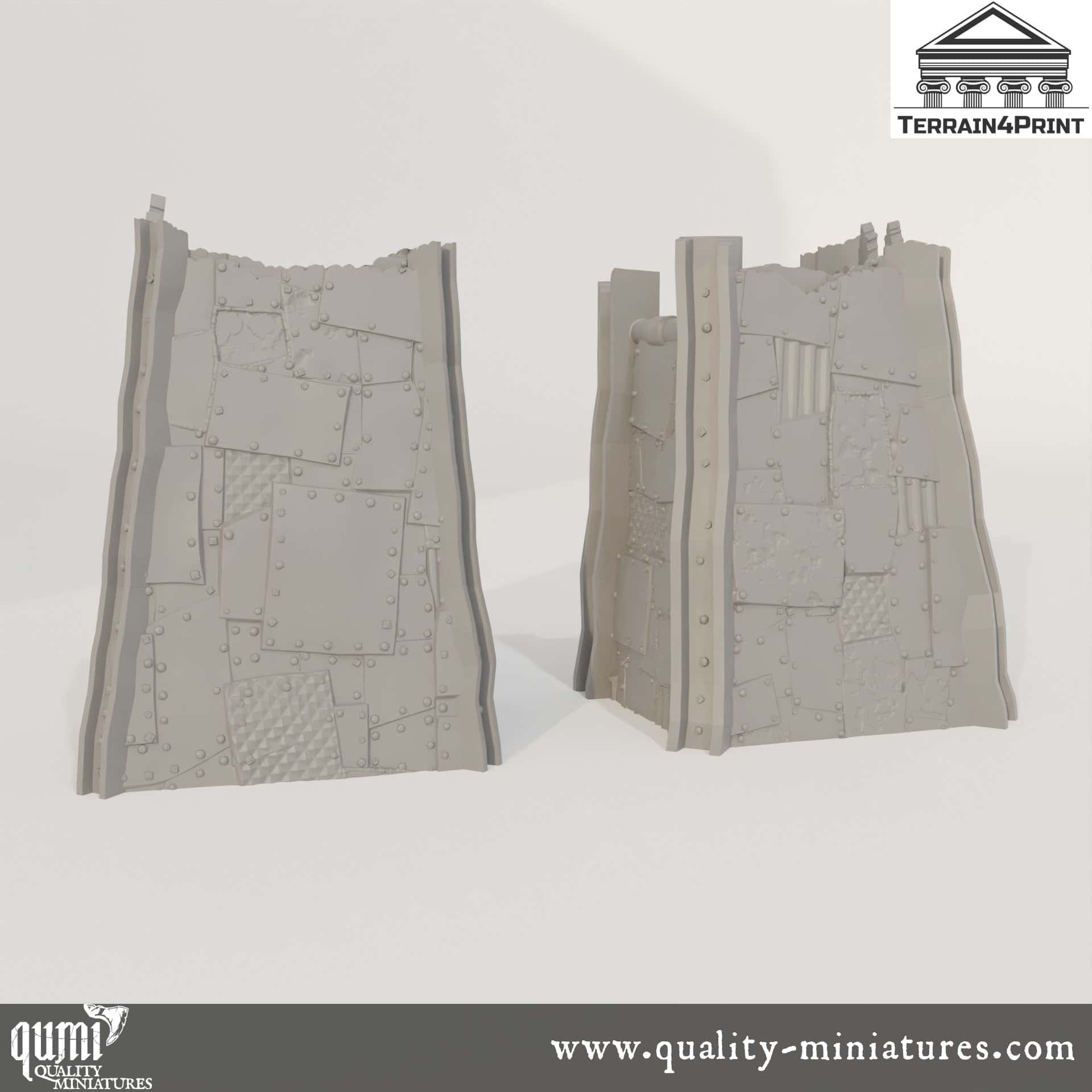Walls - Rivet City - Resin Print - Tabletop RPG Terrain - Terrain4Print - Qumi Quality Miniatures - Qumi Wargaming Mini Model Figure