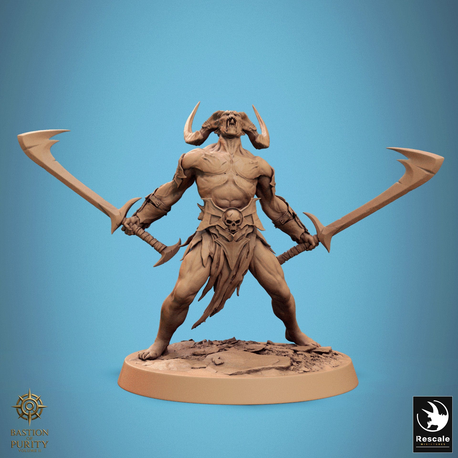 Humanoid Warrior Horned Blade 32mm Rescale Miniatures - Quality Miniatures - Qumi