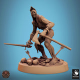 Undead Axe Fighter Tabletop Miniature - Zombies by Qumi, 3D printed resin tabletop miniature for RPGs, wargaming and painting