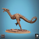 Velocisaurus Dinosaur Tabletop Miniature by Qumi, 3D printed resin tabletop miniature for RPGs, wargaming and painting