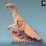 Isometric view of the dinosaur model on a themed base with scattered crates and eggs.