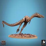 Velocisaurus Dinosaur Tabletop Miniature by Qumi, 3D printed resin tabletop miniature for RPGs, wargaming and painting