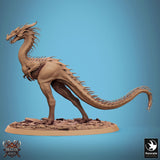 Velocisaurus Dinosaur Tabletop Miniature by Qumi, 3D printed resin tabletop miniature for RPGs, wargaming and painting