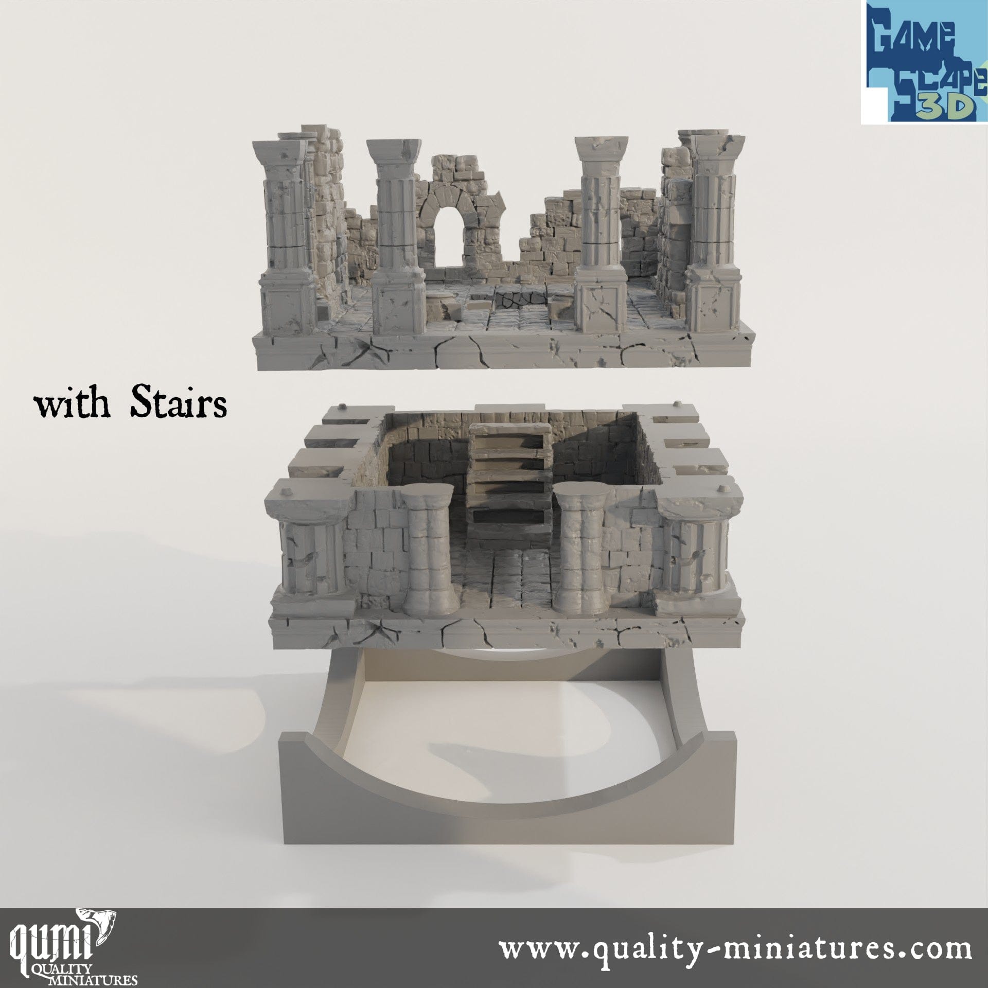 Lost City Center Temple - Resin Print - Tabletop RPG Terrain - GameScape3D - Qumi with Stairs Quality Miniatures - Qumi Wargaming Mini Model Figure