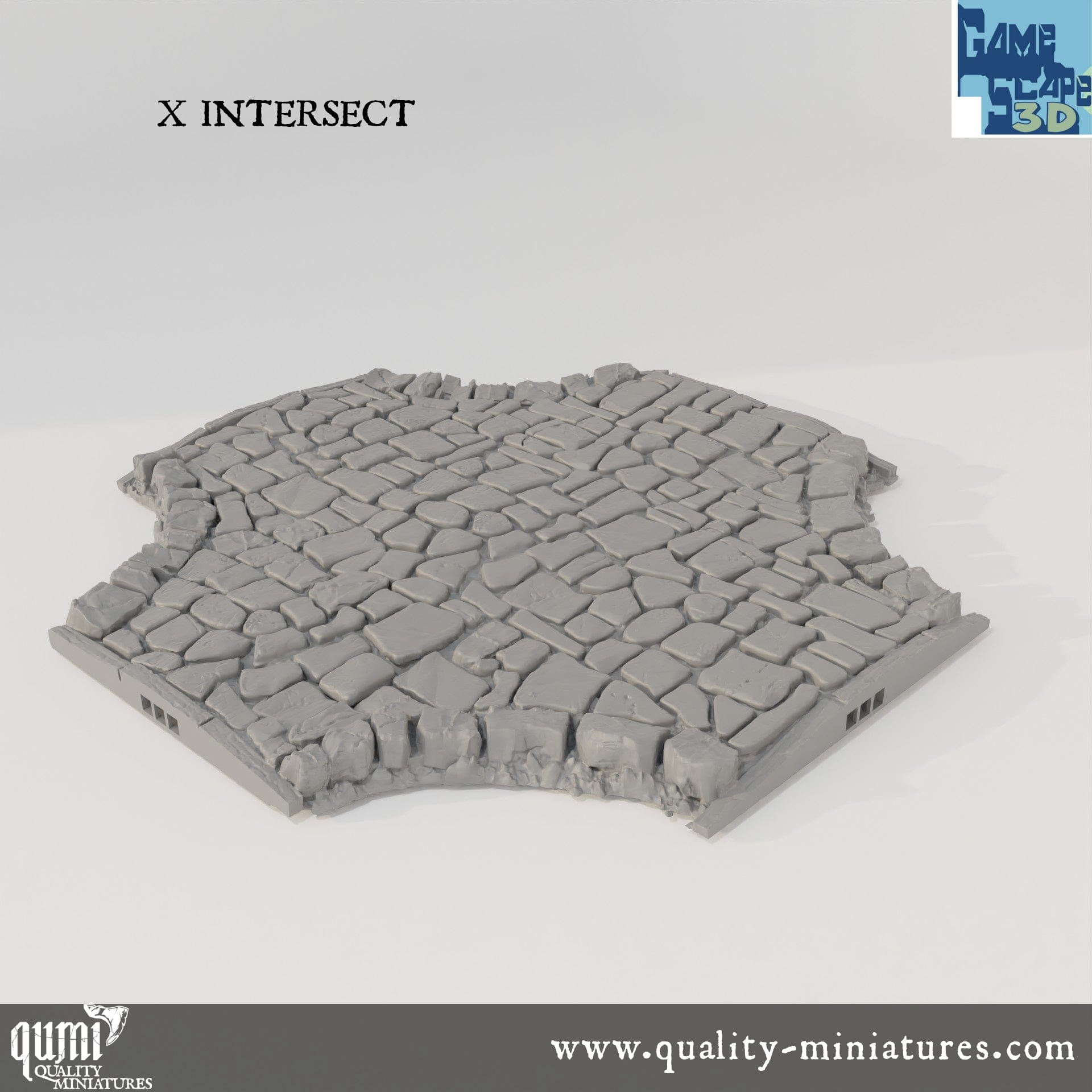 Roads, Curves, Straights and Intersections - Resin Print - Tabletop RPG Terrain - GameScape3D - Qumi X intersect Quality Miniatures - Qumi Wargaming Mini Model Figure