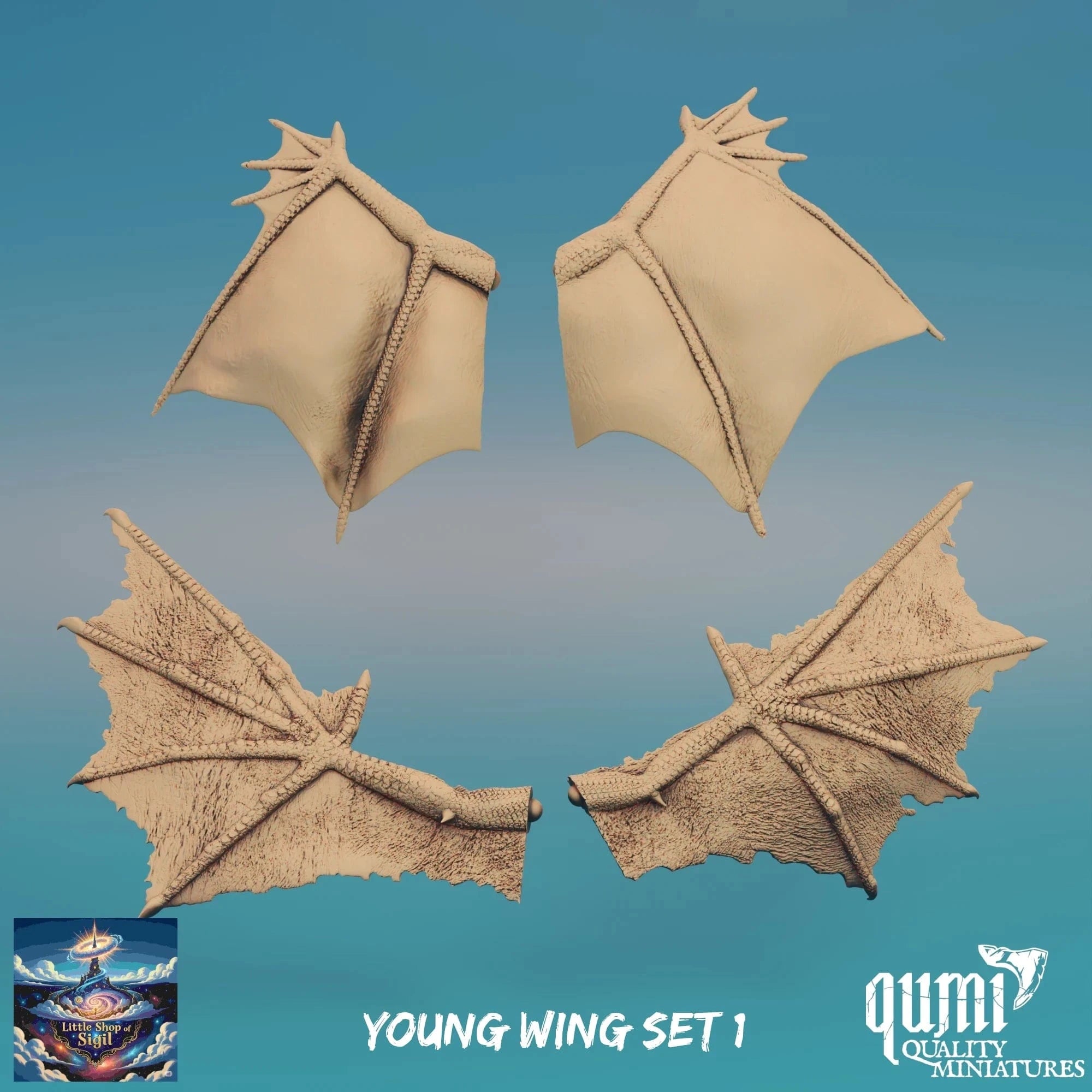 Young Dragon Wing Bits Miniature Kitbash Accessories Customizable - Quality Miniatures - Qumi