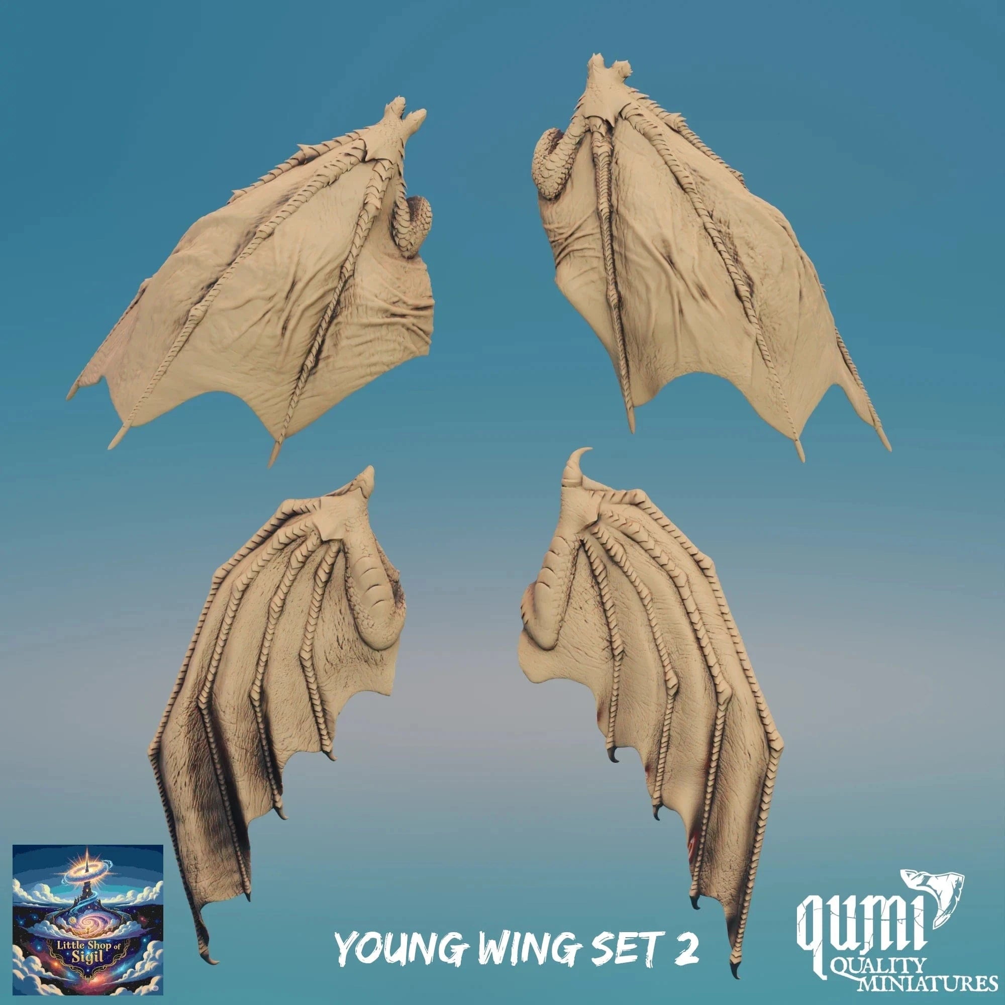 Young Dragon Wing Bits Miniature Kitbash Accessories Customizable - Quality Miniatures - Qumi