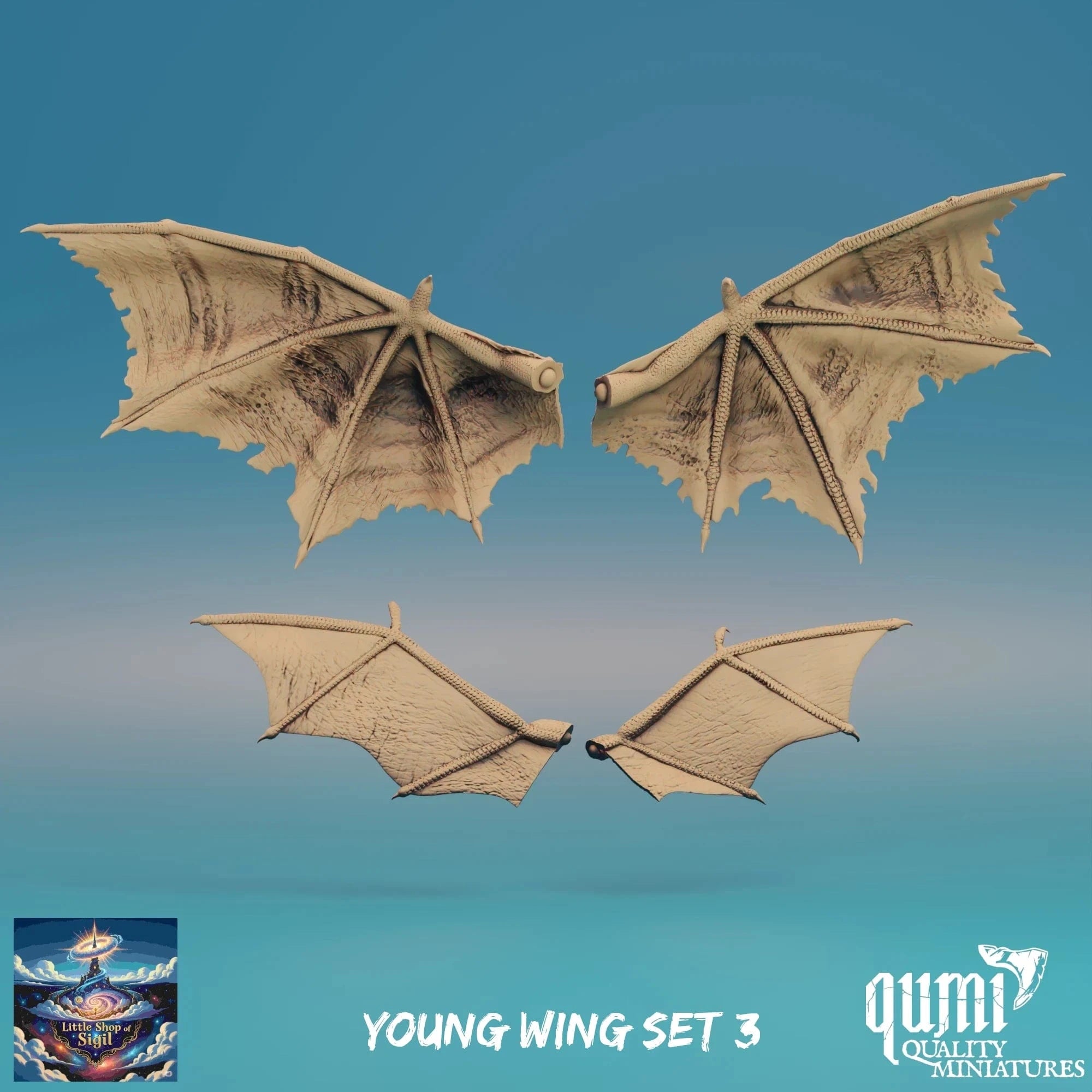 Young Dragon Wing Bits Miniature Kitbash Accessories Customizable - Quality Miniatures - Qumi
