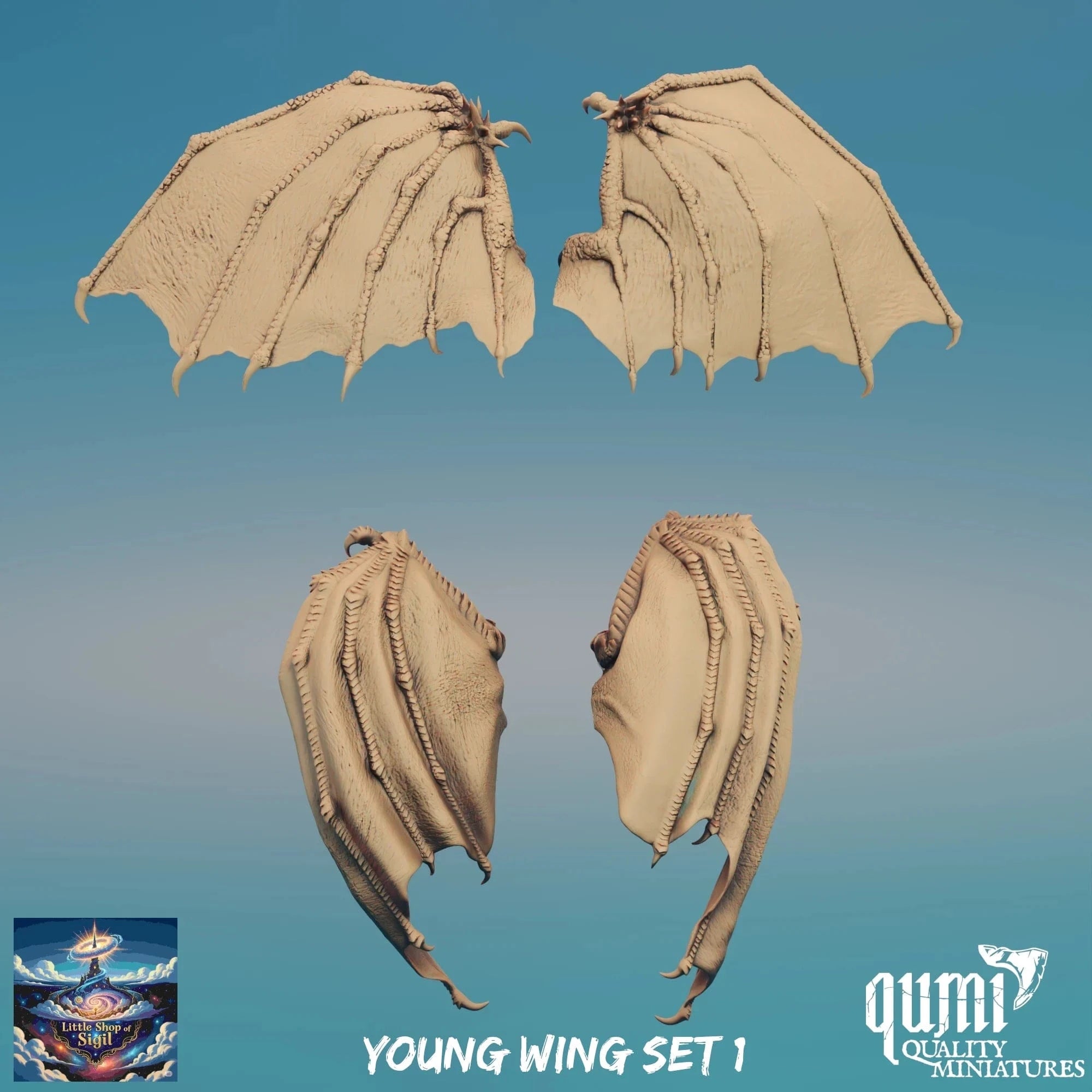 Young Dragon Wing Bits Miniature Kitbash Accessories Customizable - Quality Miniatures - Qumi