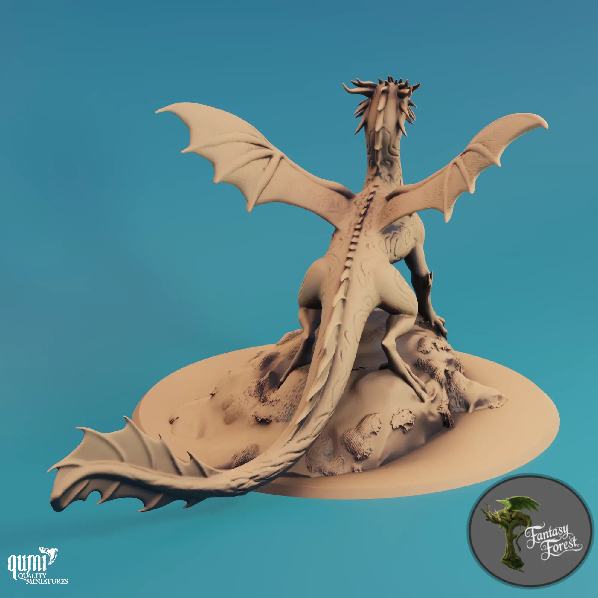Young Water Dragon miniature from Qumi Fantasy Forest, detailed tabletop figure for wargaming and RPG adventures.