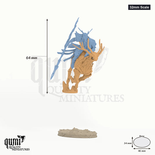 Verdant Sentinel on Deer Parasite 32mm Scale - colour-coded parts render, 64 mm tall, 2 body parts, 46 x 34 mm oval base