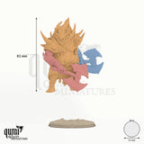 The Goremantle Corrupted - colour-coded parts render, 82 mm tall, 3 body parts, 52 mm round base
