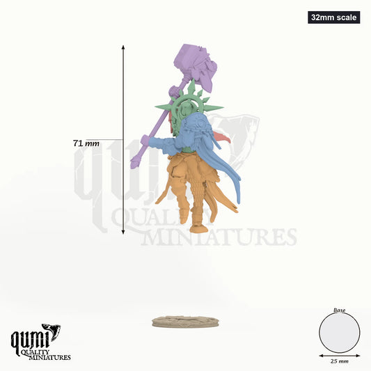 The Halo Castellan 32mm scale - colour-coded parts render, 71 mm tall, 5 body parts, 25 mm round base