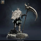 Revenant Commander – Undead Warlord: undead commander tabletop miniature, designer preview from Rescale Miniatures's 'Oktober 2026' release, 3D-printed in resin by Qumi (view 3)