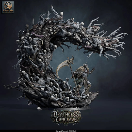 Graveyard Revenant Horde – Undead Horde with Lord: undead horde tabletop miniature, designer preview from Rescale Miniatures's 'Oktober 2026' release, 3D-printed in resin by Qumi