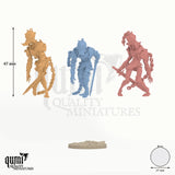 Chainbound Ascendants - colour-coded parts render, 47 mm tall, 3 body parts, 27 mm round base