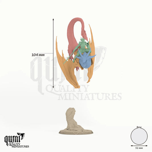 Vaelor on Skyrend Default - colour-coded parts render, 104 mm tall, 4 body parts, 52 mm round base