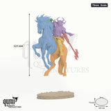 Human Mounted Fighter Tabletop Miniature - Valdyr Mounted 75mm  Scale - colour-coded parts render, 123 mm tall, 6 body parts, 100 x 74 mm oval base