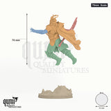 Valdyr 75mm  Scale - colour-coded parts render, 76 mm tall, 4 body parts, 51 mm round base