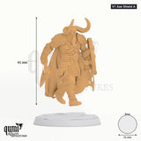 Male Fighter Vargir Raider tabletop miniature (V1 Axe Shield A) - 41 mm tall - Rescale Miniatures 3D print by Qumi