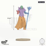 Vhalmor 75mm scale - colour-coded parts render, 84 mm tall, 5 body parts, 51 mm round base