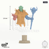 Vhalmor Miniature Bust 110mm - colour-coded parts render, 130 mm tall, 4 body parts, 64 mm round base