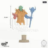 Vhalmor Miniature Bust 75mm - colour-coded parts render, 92 mm tall, 4 body parts, 46 mm round base