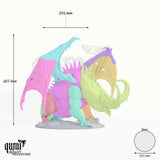 Dragon Infernal Dragon Tabletop Miniature dragon miniature - assembly overview with colour-coded parts and measurements
