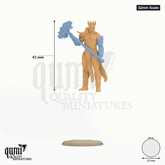 Blackhelm 32mm Scale - colour-coded parts render, 43 mm tall, 2 body parts, 25 mm round base
