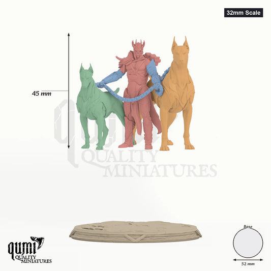 Blackhelm & Hounds 32mm Scale - colour-coded parts render, 45 mm tall, 4 body parts, 52 mm round base
