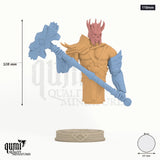Warden Blackhelm Miniature Bust 110mm - colour-coded parts render, 108 mm tall, 3 body parts, 65 mm round base