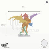Wyvern Wings of the Untamed Dragon Tabletop Miniature dragon miniature - assembly overview with colour-coded parts and measurements