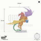 Wyvern Wings of the Untamed Dragon Tabletop Miniature dragon miniature - assembly overview with colour-coded parts and measurements