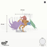 Wyvern Wings of the Untamed Dragon Tabletop Miniature dragon miniature - assembly overview with colour-coded parts and measurements