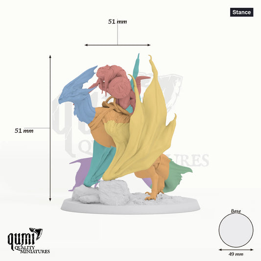 Zicoalt tabletop miniature (Stance) - 51 mm tall, 51 mm wingspan, 49 mm base - Rescale Miniatures 3D print by Qumi