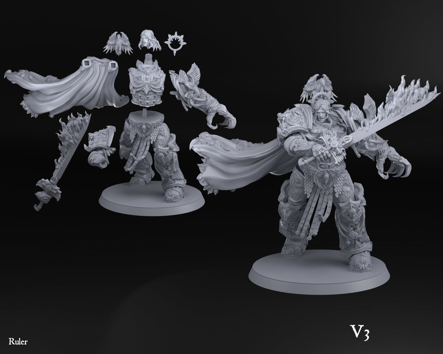 Lord Ruler XXL V3 Space Warrior Emperor 32mm Tabletop RPG Mini 3D printed wargaming - Quality Miniatures - Qumi