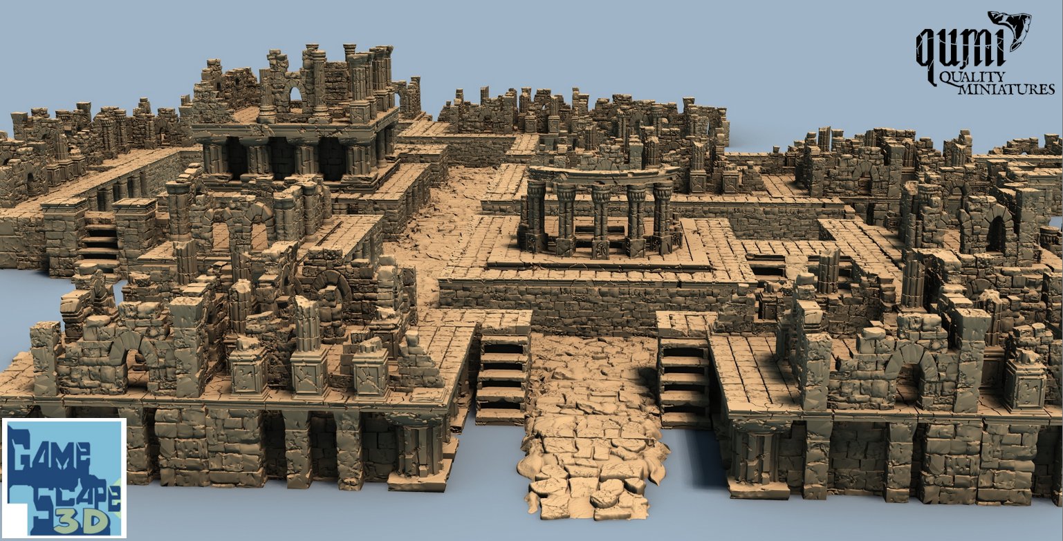 Lost City Center Bath - Resin Print - Tabletop RPG Terrain - GameScape3D - Qumi - Quality Miniatures - Qumi