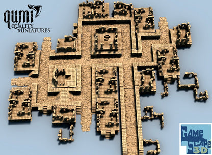 Lost City Center Bath - Resin Print - Tabletop RPG Terrain - GameScape3D - Qumi - Quality Miniatures - Qumi