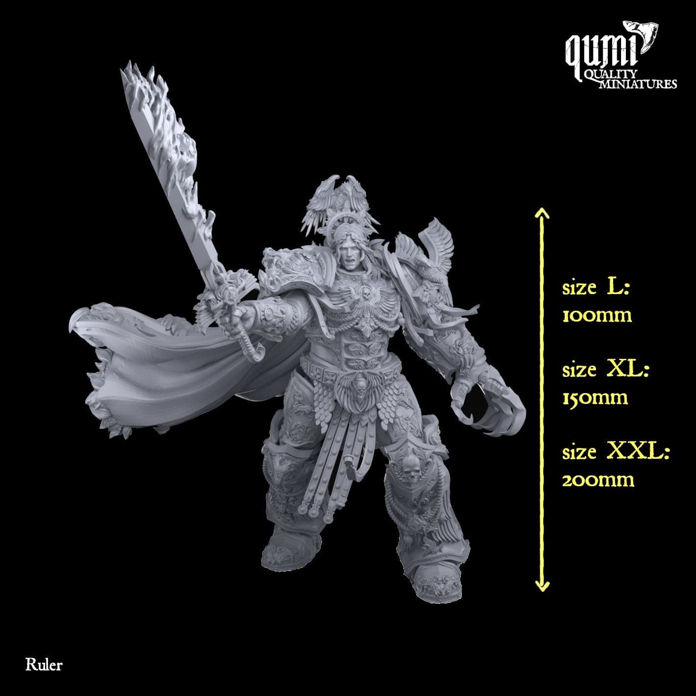 Tabletop RPG Miniature Lord Ruler XXL V1 Space Warrior Emperor L size 100mm Quality Miniatures - Qumi Wargaming Mini Model Figure