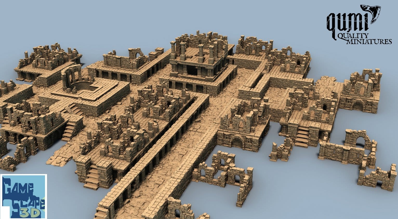 Lost City Center Bath - Resin Print - Tabletop RPG Terrain - GameScape3D - Qumi Quality Miniatures - Qumi Wargaming Mini Model Figure